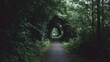 © sungedi - A pathway through a dense foliage tunnel.