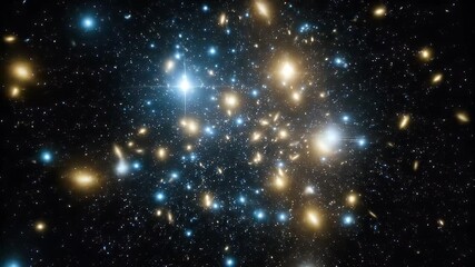 Wall Mural - Stunning Celestial Tapestry Awe Inspiring Deep Space Exploration Blue and Gold Stars Galactic Cluster Cosmic Wonders Night Sky Background Detailed