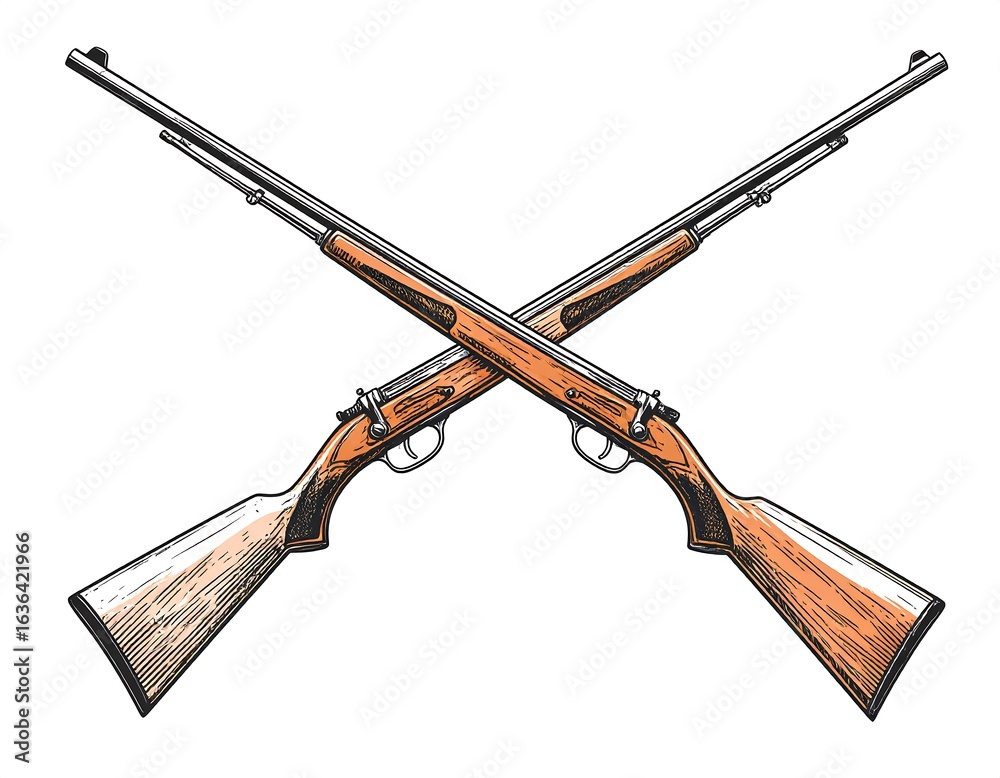 Crossed vintage rifles Stock Illustration | Adobe Stock