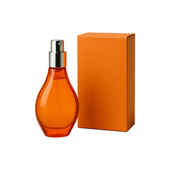 Wall Mural - Modern Orange Perfume Bottle and Packaging Box PNG with Minimalist Design
