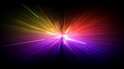 Wall Mural - bright colorful light streaks burst radially from a glowing center with speed motion effect. abstrac