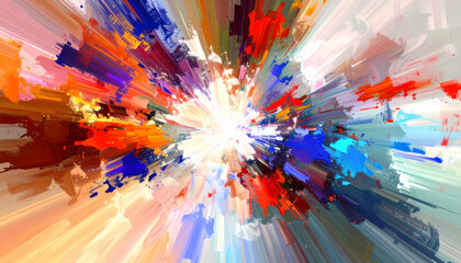 Canvas Print - energetic abstract background with vibrant, colorful explosion of light and motion. futuristic digit