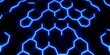 © Baraboom - Glowing blue neon hexagon grid on a black background, background, virtual