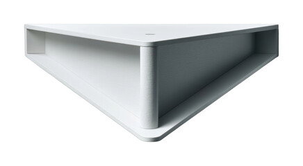 Modern white corner shelf design contemporary interior minimalist style, isolated on transparent background, png