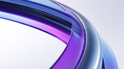 Abstract Swirl of Colored Glass Curves on White Background