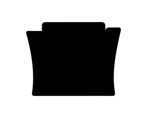 A simple black silhouette shape on a white background resembling object