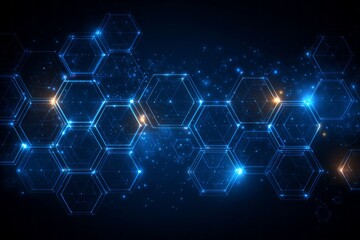 Wall Mural - A blue and white image of a hexagon with a light shining on it