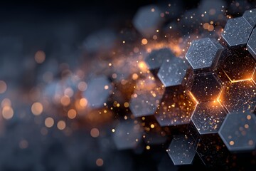 Wall Mural - A blue and white image of a hexagon with a light shining on it