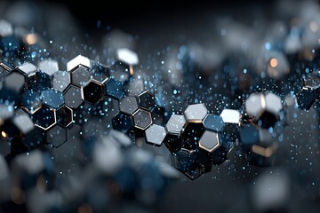Wall Mural - A blue and white image of a hexagon with a light shining on it
