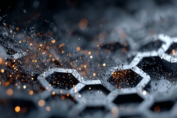 Wall Mural - A blue and white image of a hexagon with a light shining on it
