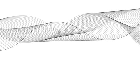 Poster - Futuristic Sound Wave Pattern: Abstract Modern Grey Wave Lines on a White Background, Creating a Soft, Glowing, and Dynamic Visual Element for Contemporary Design