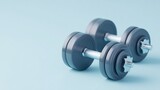 Stylish dumbbells resting on smooth blue surface, ideal for fitn