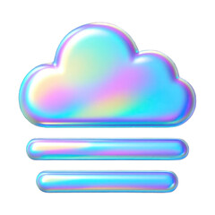 Canvas Print - png holographic cloud icon design.