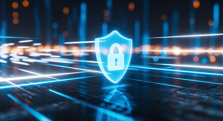 Shield icon on secure global network representing cyber security and information protection, advanced technology concept for business and internet marketing, ensuring data safety and digital defense 