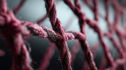 Goal net close‑up with texture detail, shallow focus