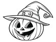© designdio - A coloring book page drawing of a Jack O' Lantern Halloween pumpkin
