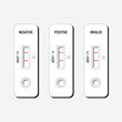 © InspireStock - Three rapid diagnostic test strips showing negative positive and invalid results