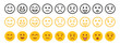 © JafrinAkther - The Emoticon set features a collection of emoji faces in a colorful flat style. Include smile, happy, sad, angry, and surprised expressions color, simple line smiley face vector illustration.
