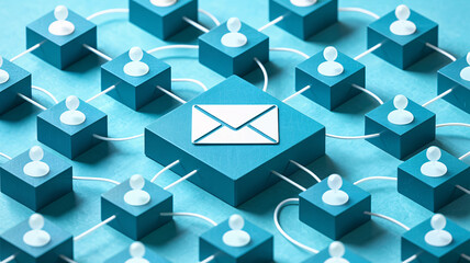 Digital network connecting people with email communication, fostering seamless online interaction in a modern design