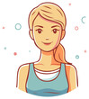 © Bohdan - Smiling woman cartoon portrait with ponytail, vector graphic illustration design element