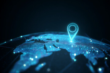 Wall Mural - world map on blue background