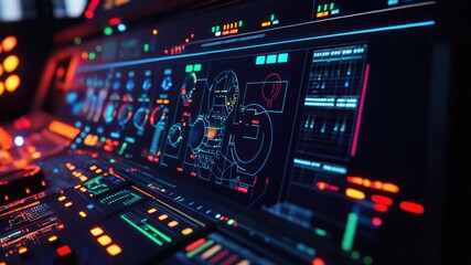 A detailed view of a control panel in a room, perfect for business or technology-related uses