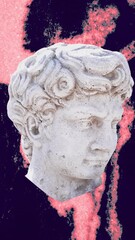 Poster - Animation of antique head sculpture over marble background