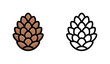 © Sabihat Ai - Simple Vector Drawing of a Pinecone, with Fill and Outline Styles Displayed on White