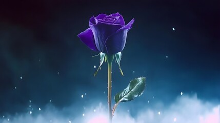 Wall Mural - Stunning Purple Rose in Mystical Fog AI Art