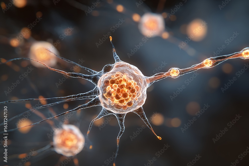 Herpes simplex virus entering the membrane of a nerve cell, showing the ...