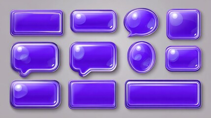 purple glossy ui buttons set