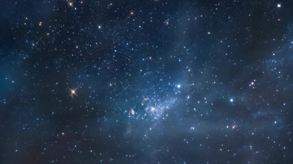 Wall Mural - Vast starry night sky with countless shining stars and glowing galaxy in deep outer space, black cosmic background of bright starfield and sparkling universe for astronomy and astrophotography design