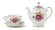 © Tran - 優雅な花柄ティーセット 上品な光沢 華やかで美しい. AI Generated