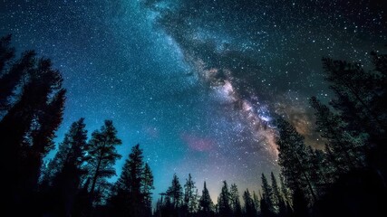 Wall Mural - Spectacular milky way galaxy in a clear night sky with countless stars and cosmic dust, stunning long exposure astrophotography landscape for astronomy and space exploration background