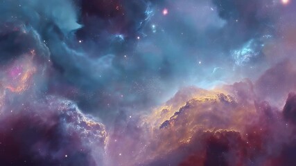 Wall Mural - Colorful galaxy nebula cloud in deep space with glowing stars and cosmic dust, stunning stary night sky of the universe, vibrant astronomy background depicting supernova explosion in the cosmos
