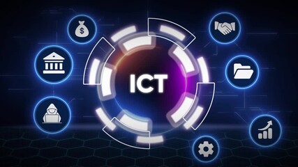 Digital ict technology and business concepts illustrated with futuristic interface