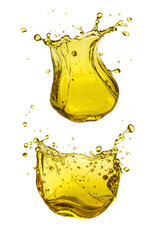 Wall Mural - Golden liquid bursts, showcasing dynamic viscosity and captivating motion on a pure backdrop