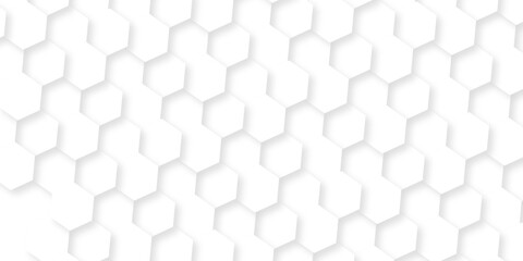 Abstract white hexagon concept background. Seamless bright white abstract honeycomb. Technology for design element vector abstract background.	
