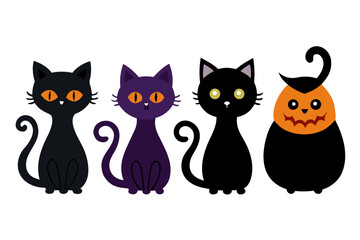 Naklejka na meble set of black cat silhouette vector illustration
