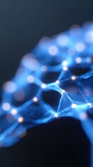 Wall Mural - Abstract background of interconnected light points forming a brain shape, collective intelligence. Network, synergy. Blue.