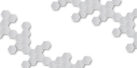 Poster - It has a clean modern and minimalist aesthetic pattern, The hexagon on white creates a subtle, almost three-dimensional effect, The way the hexagons together a cohesive structure.
