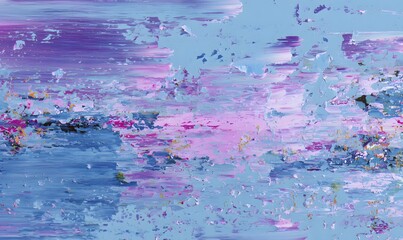 Wall Mural - an abstract painting, pastel colours, pastel blue, pastel pink, pastel purple, neon accents