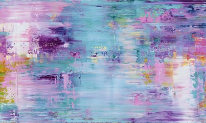 Wall Mural - an abstract painting, pastel colours, pastel blue, pastel pink, pastel purple, neon accents
