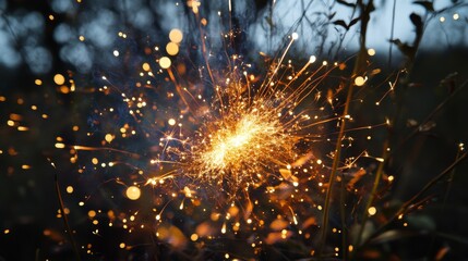 Wall Mural - a dazzling burst of sparks lights up the darkness. this stunning image captures the magic of fire an
