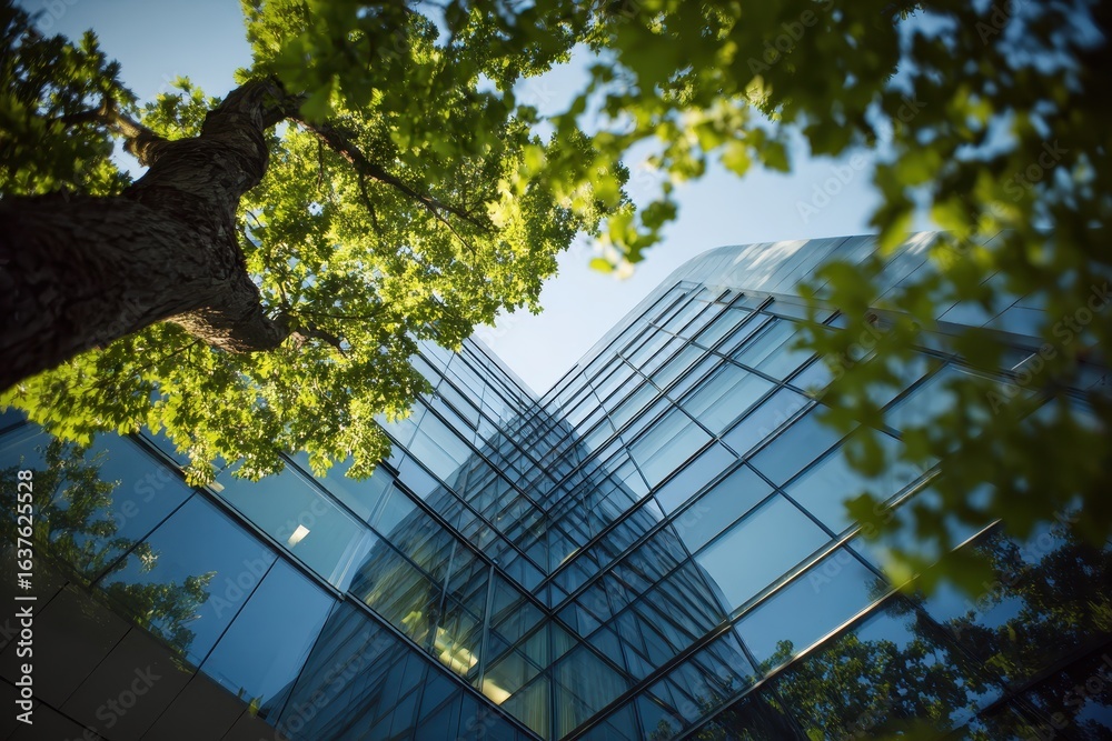 Reference Environment Building Sustainable green building. Eco-friendly building. Sustainable glass ...