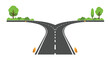 © Kuntol02 - Road Forking in Two Directions with Trees Illustration silhouette