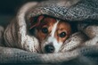 © Tanu - Cozy dog wrapped in a warm blanket while resting peacefully indoors during a chilly day