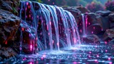 Waterfall transforming into cascading streams of binary code