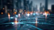 © Generative AI - Digital Cityscape with Location Pins: Futuristic Urban Navigation and Connectivity, Conceptual Technology