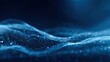 © Generative AI - Abstract Blue Wavy Surface with Glittering Particles: A Modern and Dynamic Background for Technology and Science
